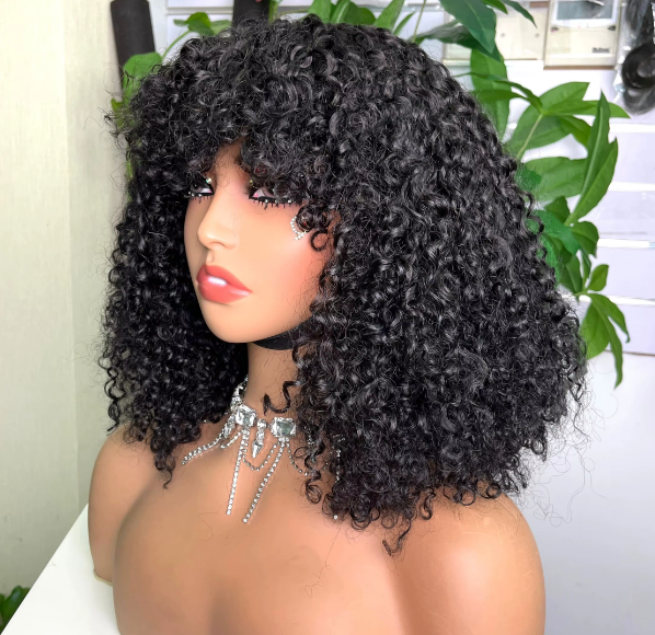 Posh Curly Fringe Wig - 12' Black and Brown