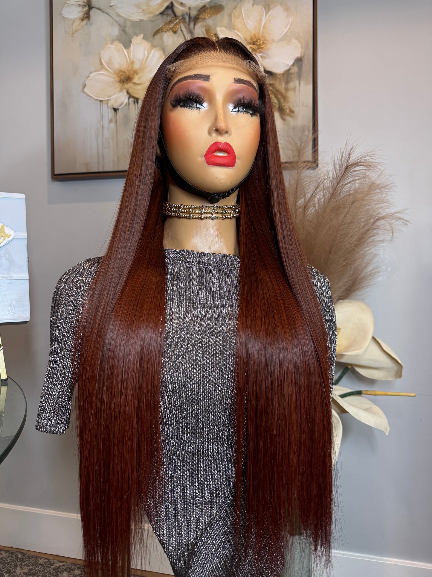 Kora 24’ Virgin Bone Straight - 300g with 5*5 Glueless Closure - Vietnamese Premium SDD Hair - Burnt Orange Cajun