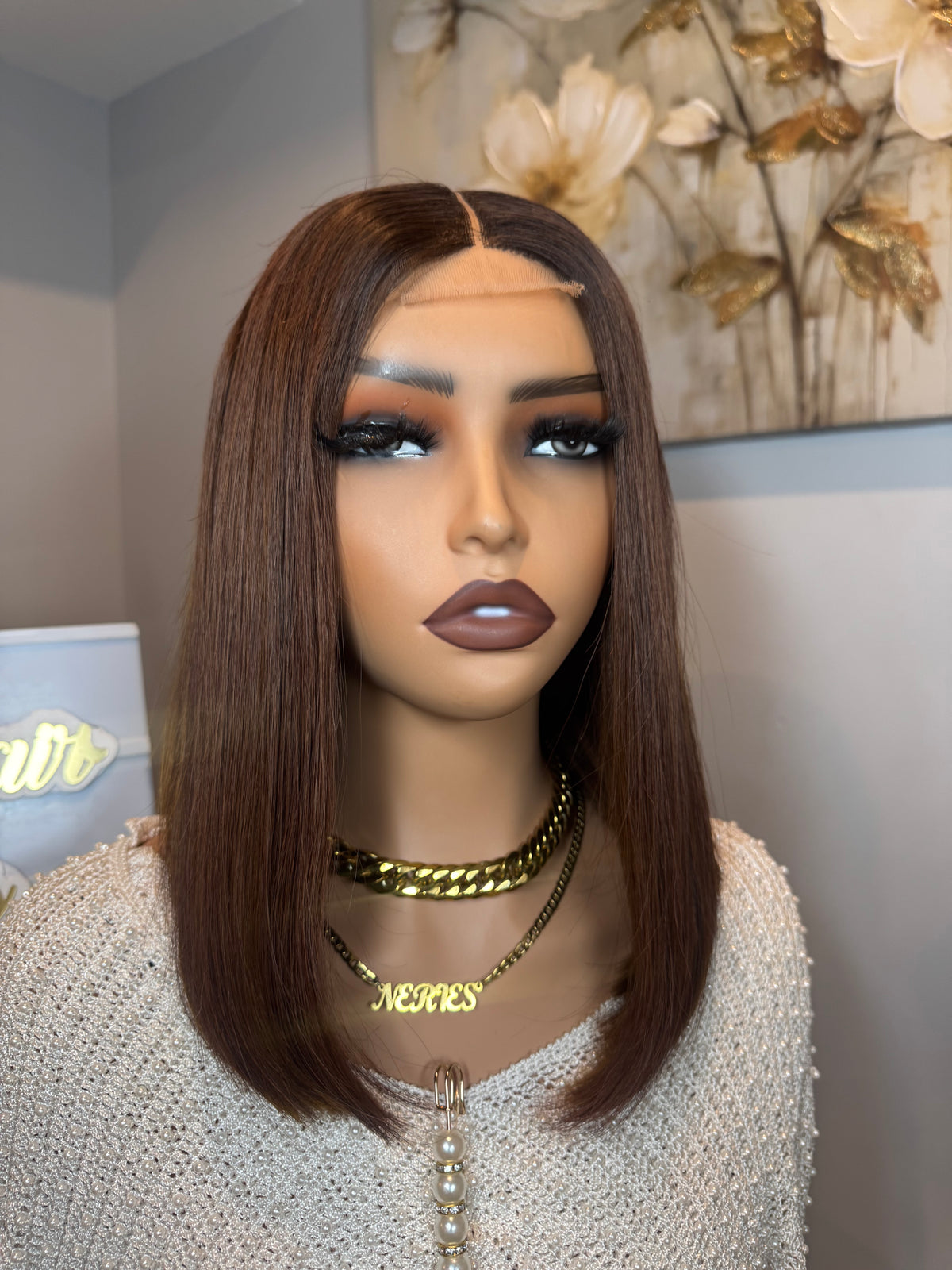 14’ Élan Luxe Bone Straight Bob Wig - 200g with 2*6 Closure - Vietnamese Premium SDD Hair | Dark Brown