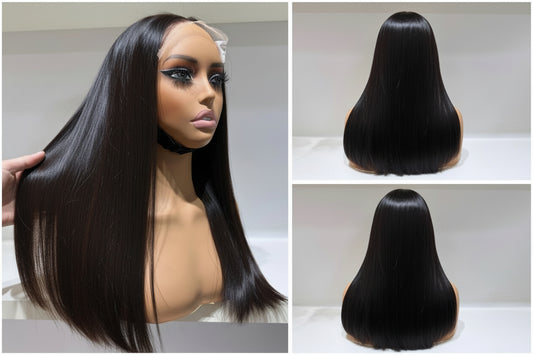 18’ Nadia Posh Virgin Bone Straight Wig - Natural Black