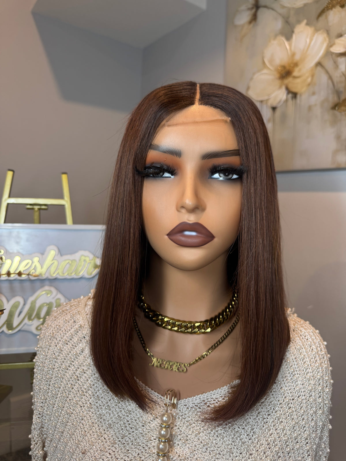 14’ Élan Luxe Bone Straight Bob Wig - 200g with 2*6 Closure - Vietnamese Premium SDD Hair | Dark Brown
