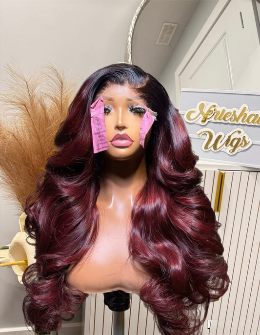 24’ Nabina Posh Virgin Wavy Frontal 13*6 Swiss Lace (300g Bundles) - Natural Black