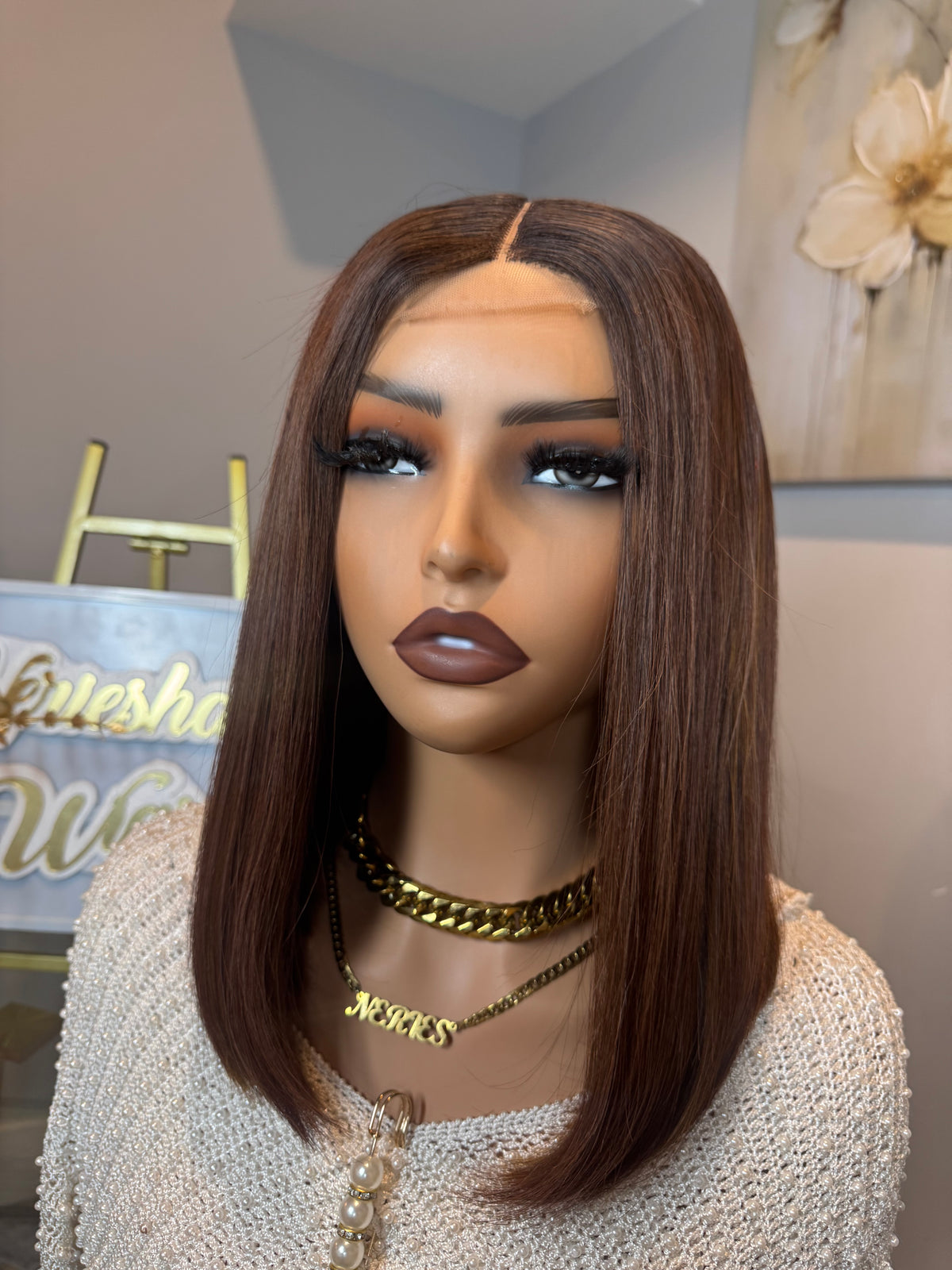 14’ Élan Luxe Bone Straight Bob Wig - 200g with 2*6 Closure - Vietnamese Premium SDD Hair | Dark Brown