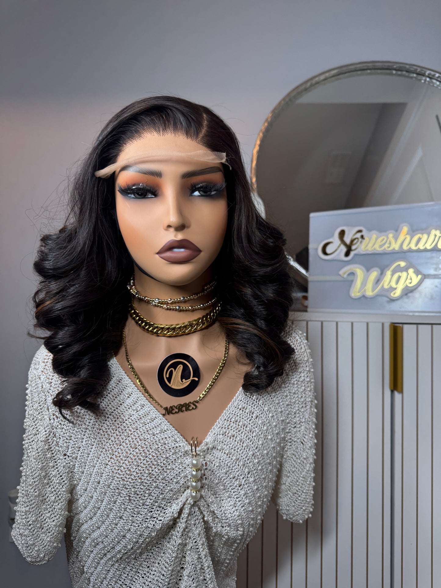 14’ Naya Virgin Wavy Wig - Black highlights - 300g with 5*5 Glueless Closure - Vietnamese Premium SDD Hair
