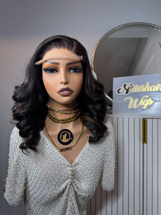 14’ Naya Posh Virgin Wavy Wig - Black highlights