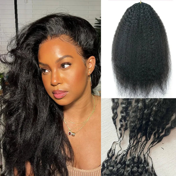Human hair Kinky Straight Invisible Crochet Hair