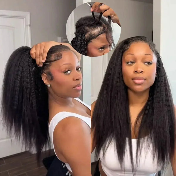 Human hair Kinky Straight Invisible Crochet Hair