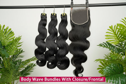 Premium Raw HD Body Wave Human Hair Bundles + HD 5×5 Lace Closure (100g Each)