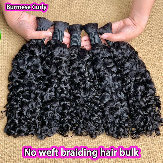 Burmese Curly Braiding Hair Bulkv - 100% Premium Human Hair