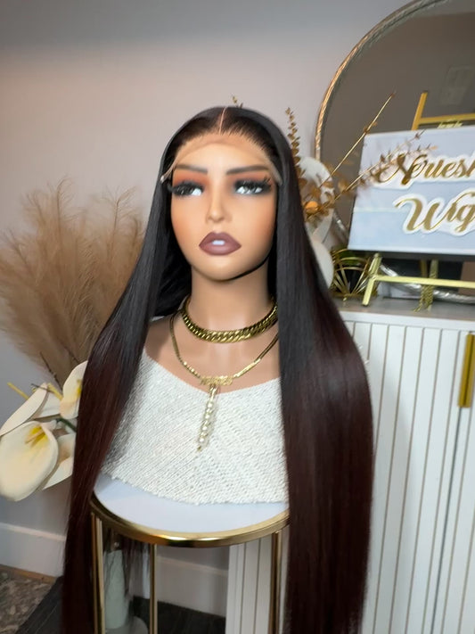 Kiki 26’ Luxe Virgin Bone Straight - Black And Chestnut Ombré